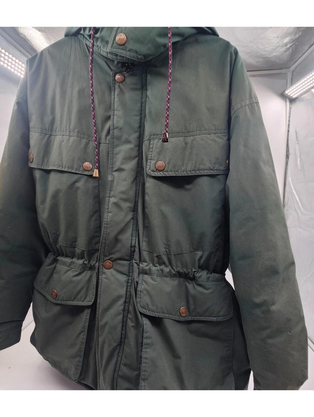 Vintage Rest & Relaxation Down Parka Army Green Hooded Coat Canada L - Picture 2 of 9